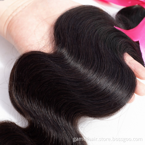 body Wave Bundles With Closure Brazilian Remy Hair Weave Bundles Human Hair Bundles Thick 100% Human Virgin Hair Extension